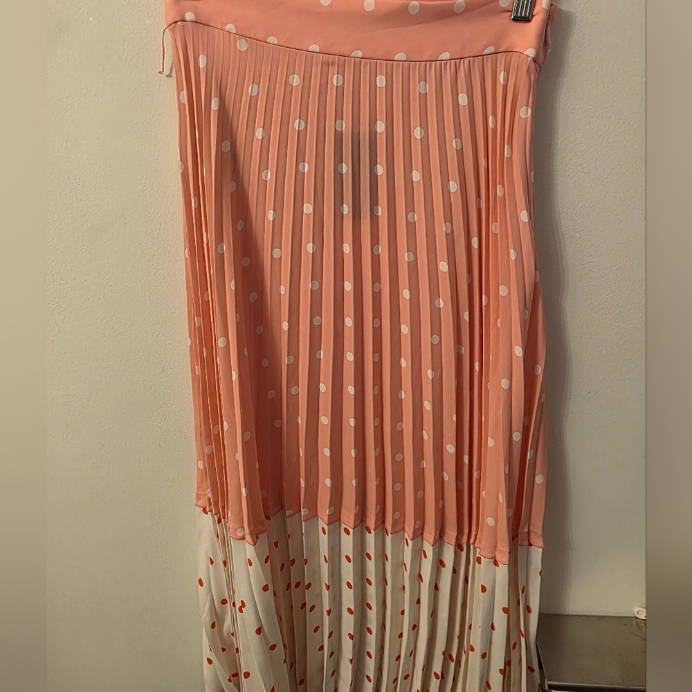 Juicy Couture Pink and White Pleated Maxi Skirt